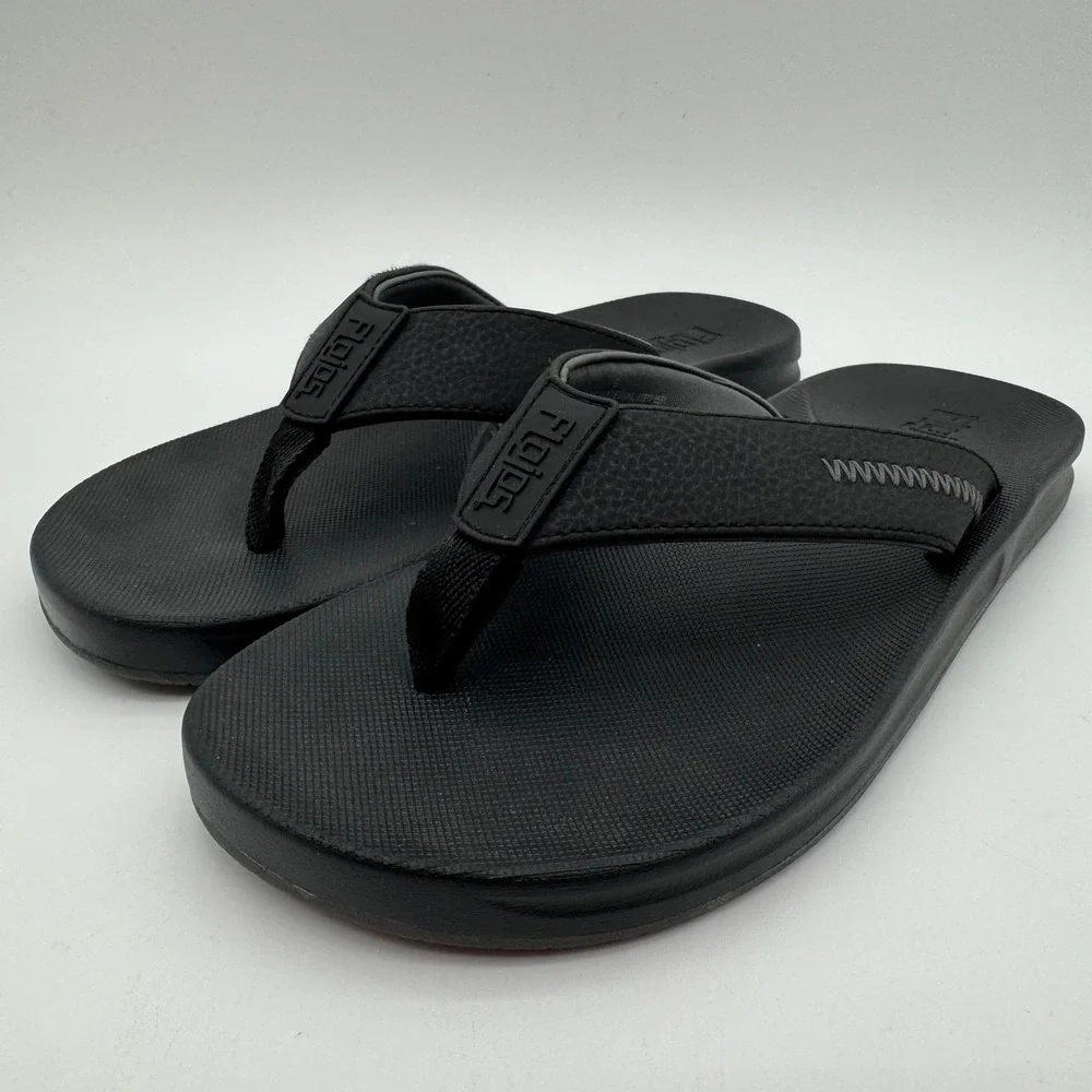 Flojos‎ Men's Black Flip Flop Sandals Size 9 Comfort Beach Casual Thong Slip On